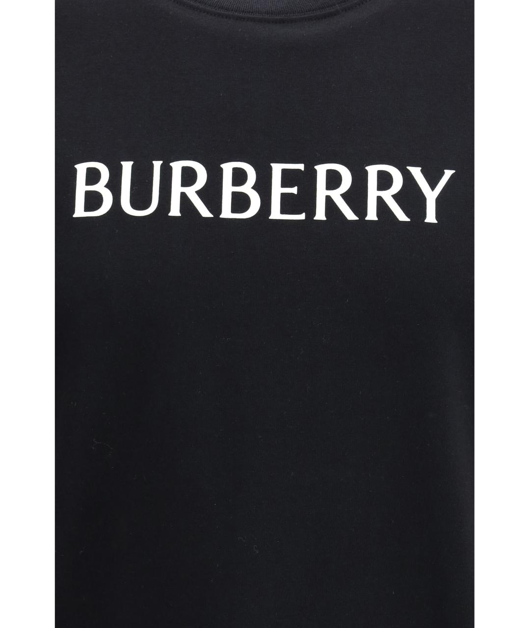 BURBERRY Черная хлопковая футболка, фото 3