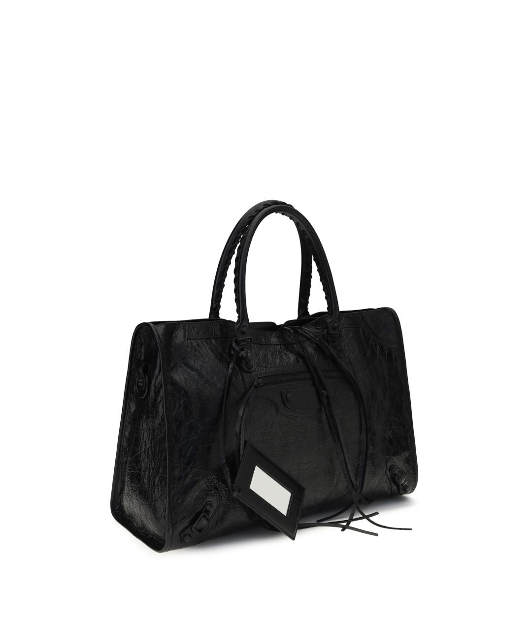 BALENCIAGA Черная кожаная сумка тоут, фото 2