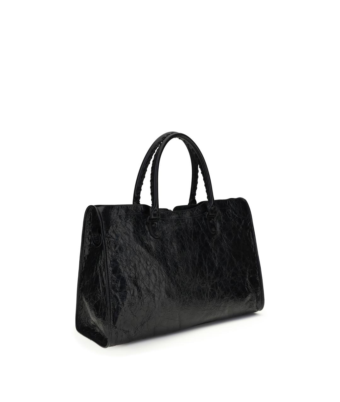 BALENCIAGA Черная кожаная сумка тоут, фото 3