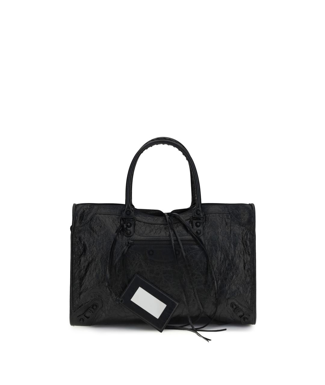 BALENCIAGA Черная кожаная сумка тоут, фото 1