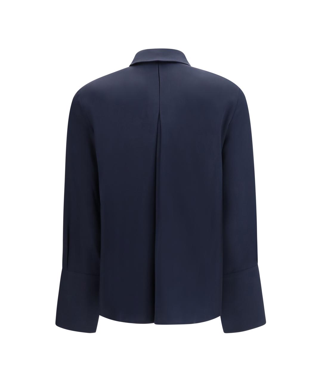 MAX MARA Темно-синяя шелковая рубашка, фото 2