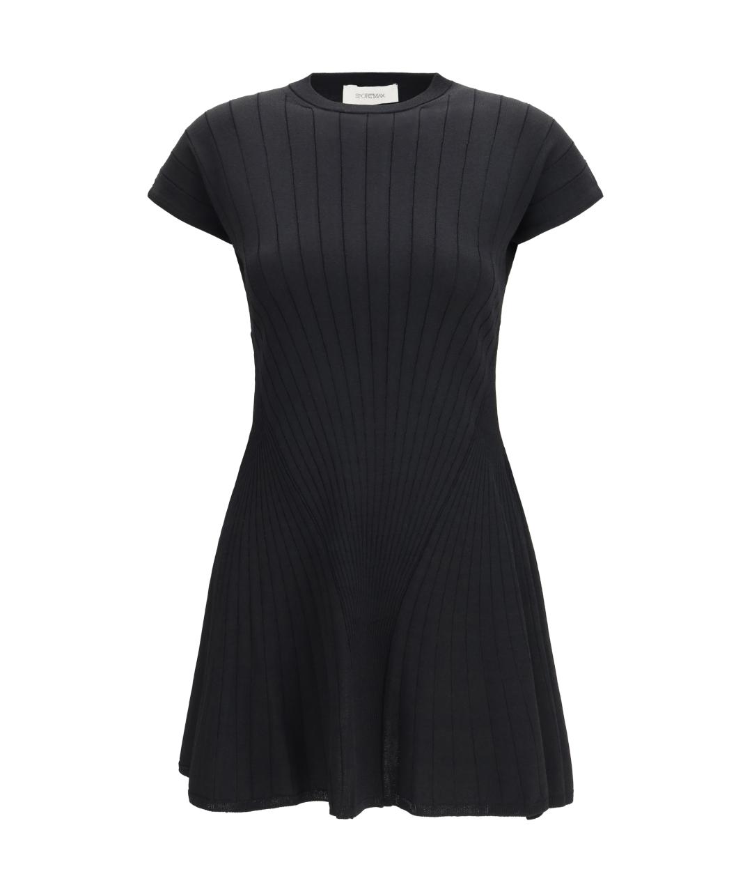 SPORTMAX Черное вискозное повседневное платье, фото 1