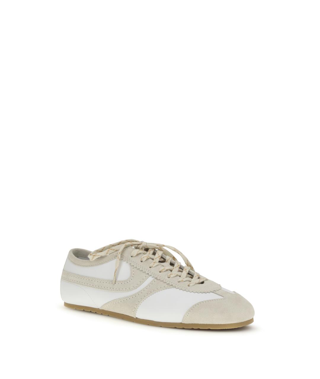 DRIES VAN NOTEN Бежевые кожаные низкие кроссовки / кеды, фото 2