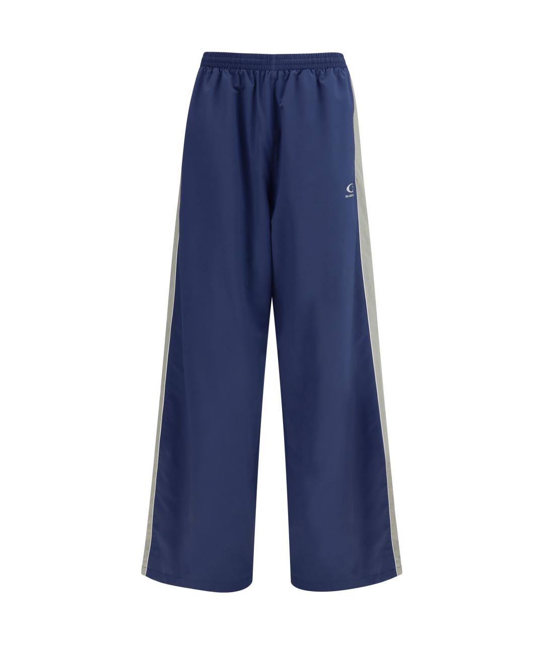 BALENCIAGA Синие полиэстеровые повседневные брюки, фото 1