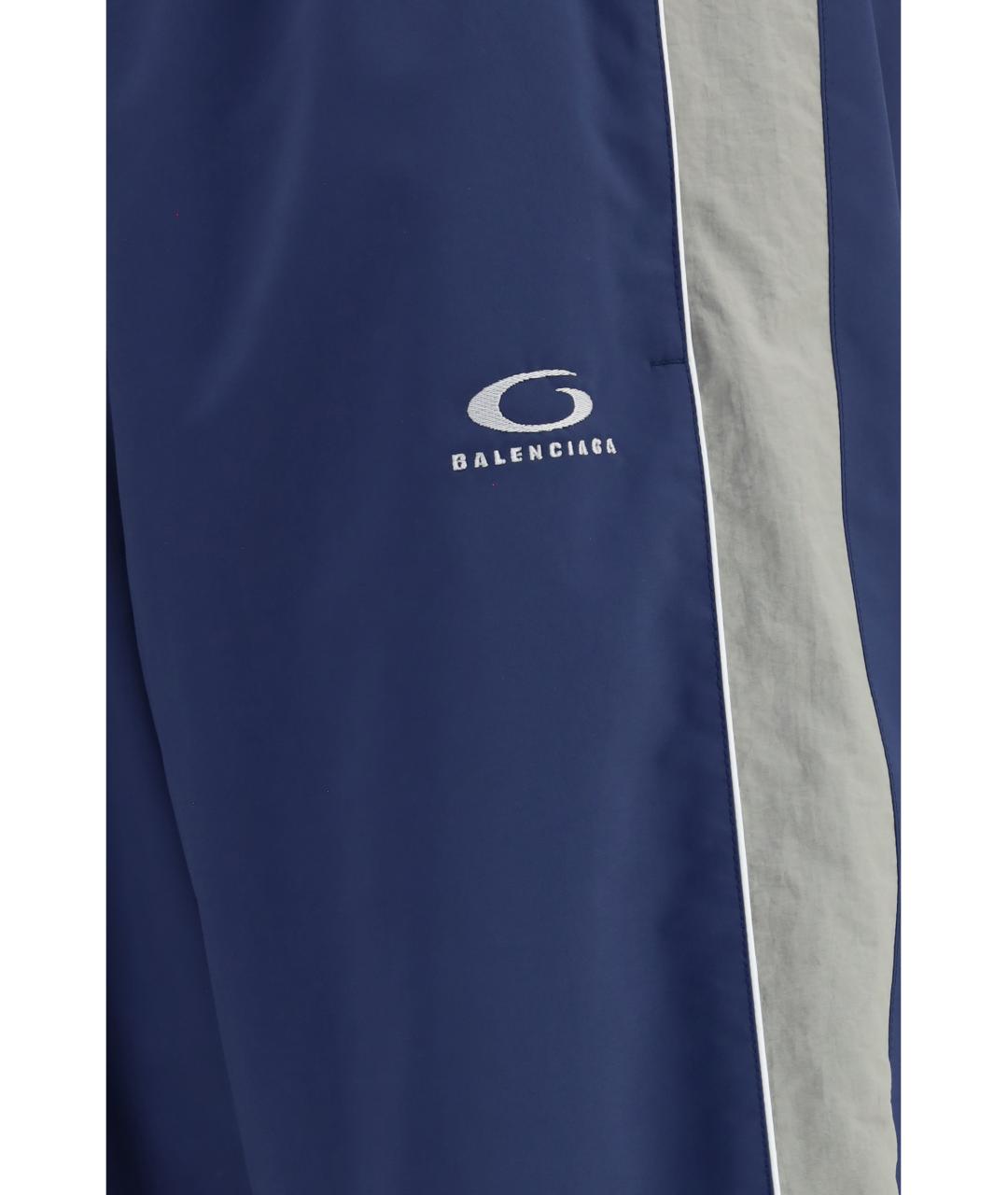 BALENCIAGA Синие полиэстеровые повседневные брюки, фото 3