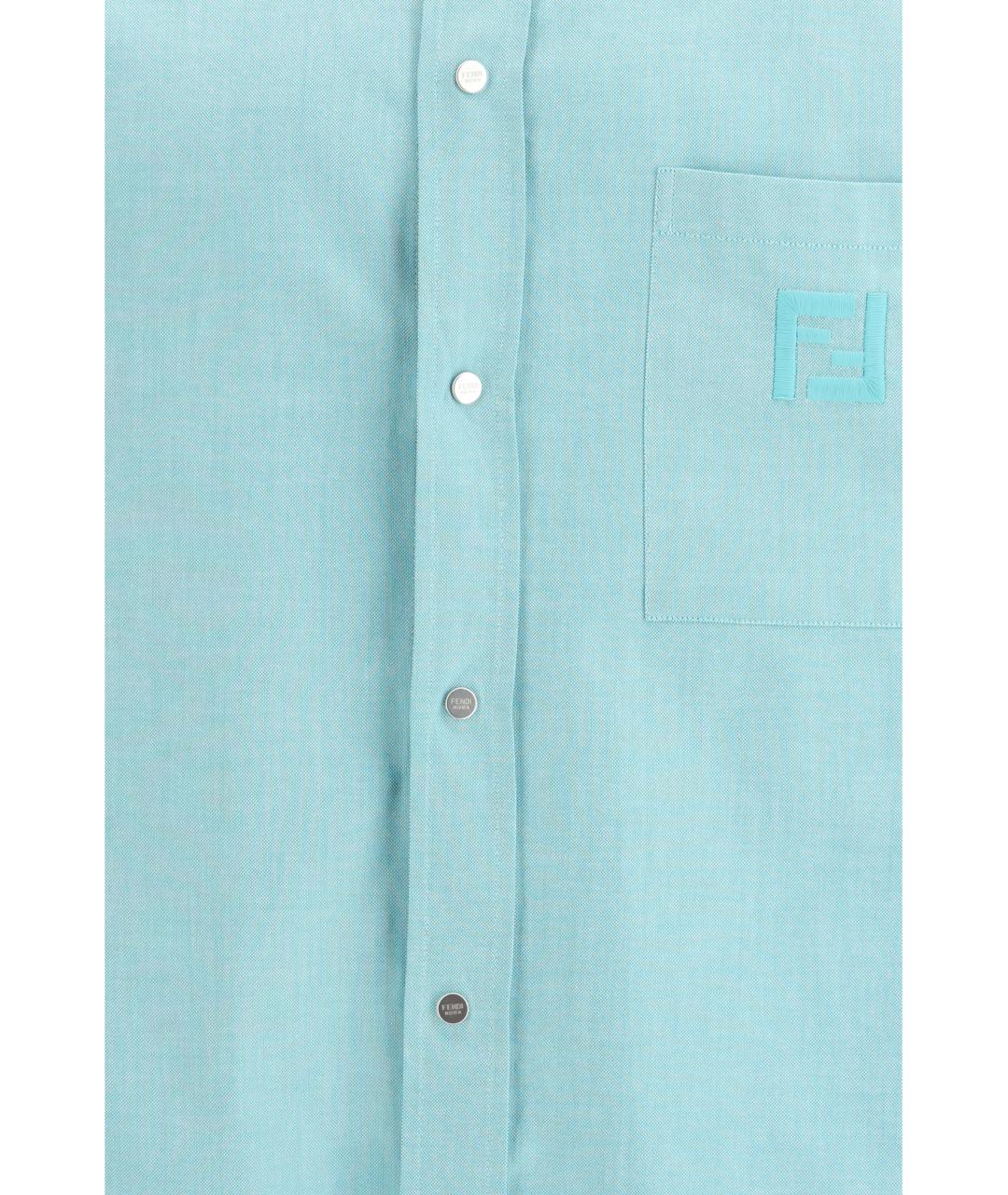 FENDI Бирюзовая хлопковая классическая рубашка, фото 3