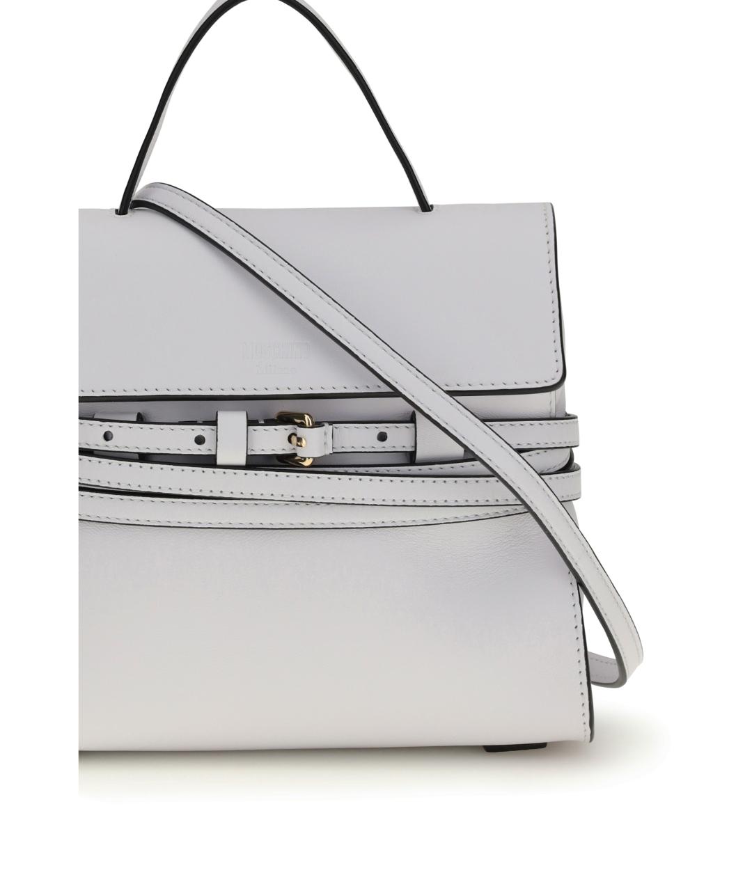 MOSCHINO Белая кожаная сумка через плечо, фото 4
