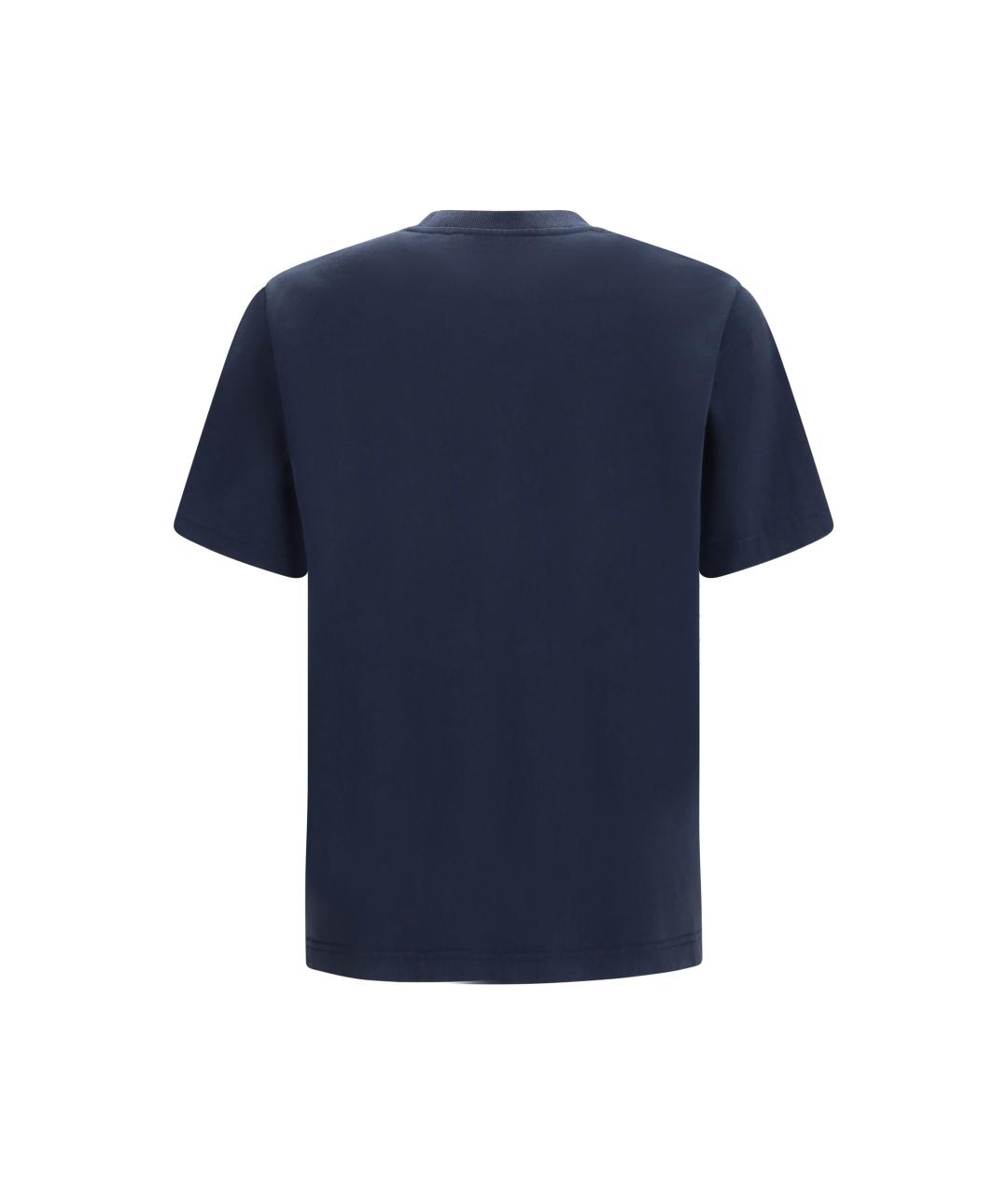 MAISON KITSUNE Темно-синяя хлопковая футболка, фото 2