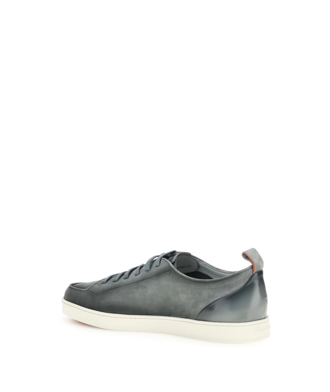 SANTONI Серые кожаные низкие кроссовки / кеды, фото 3