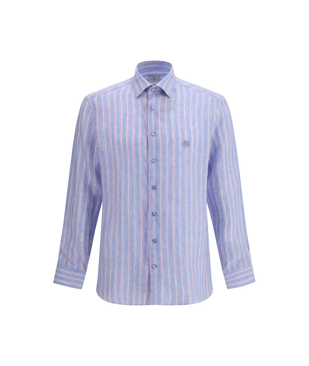 ETRO Голубая льняная классическая рубашка, фото 1