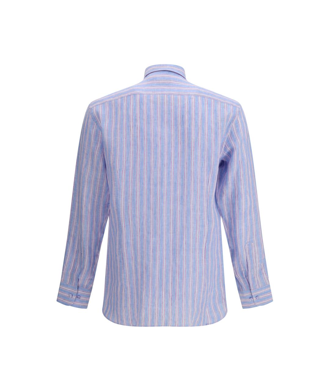 ETRO Голубая льняная классическая рубашка, фото 2