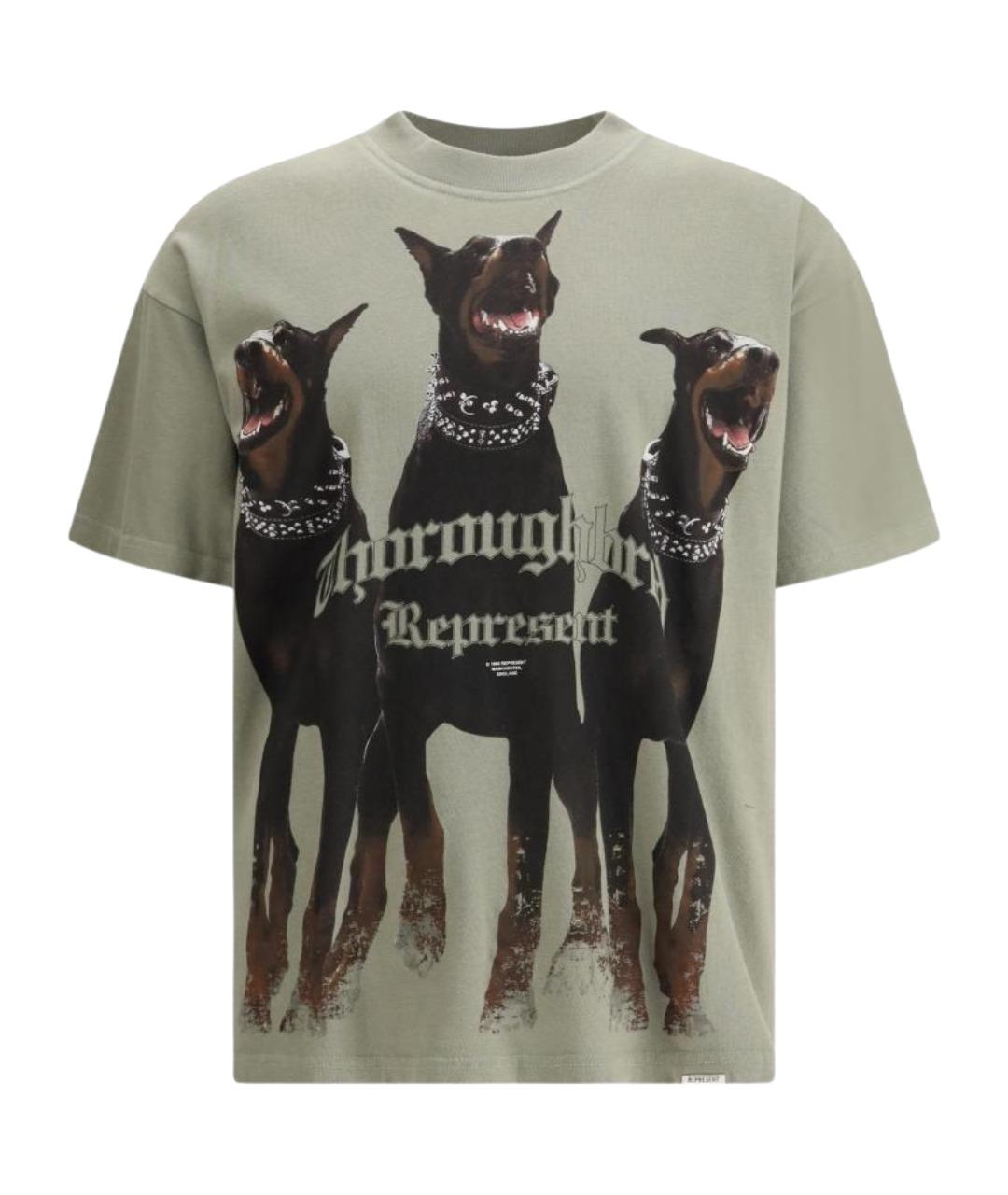 REPRESENT Хаки хлопковая футболка, фото 1