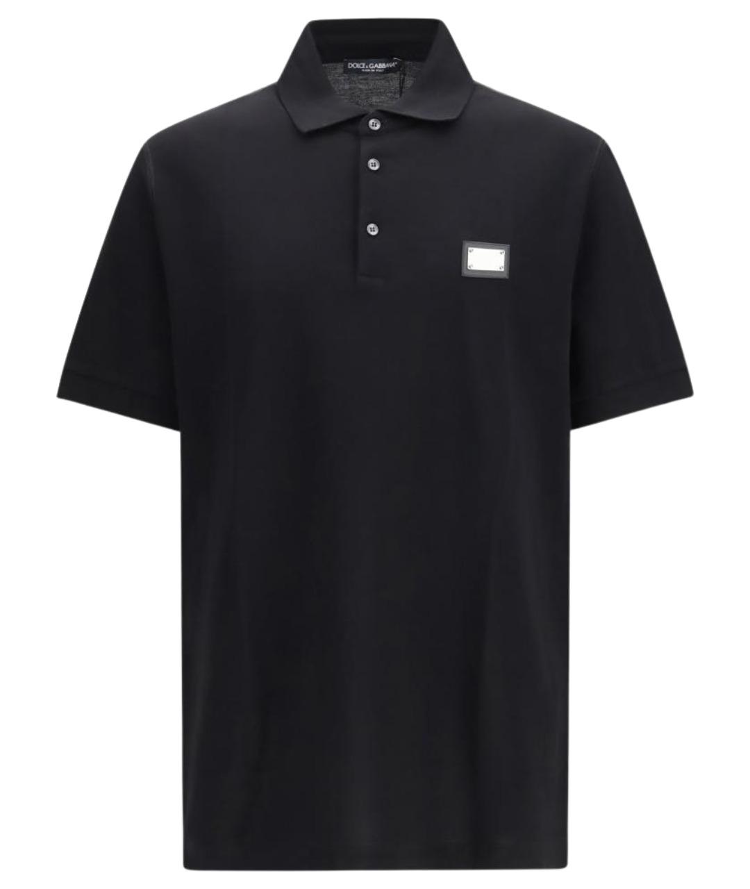 DOLCE&GABBANA Черное хлопковое поло с коротким рукавом, фото 1
