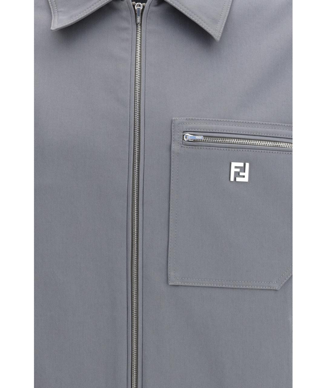 FENDI Серая хлопко-эластановая куртка, фото 3