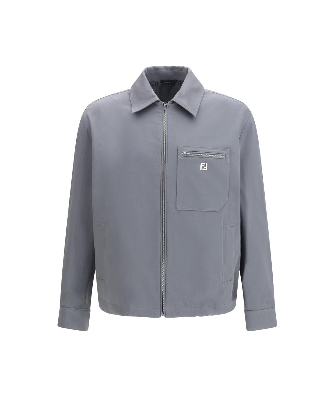 FENDI Серая хлопко-эластановая куртка, фото 1