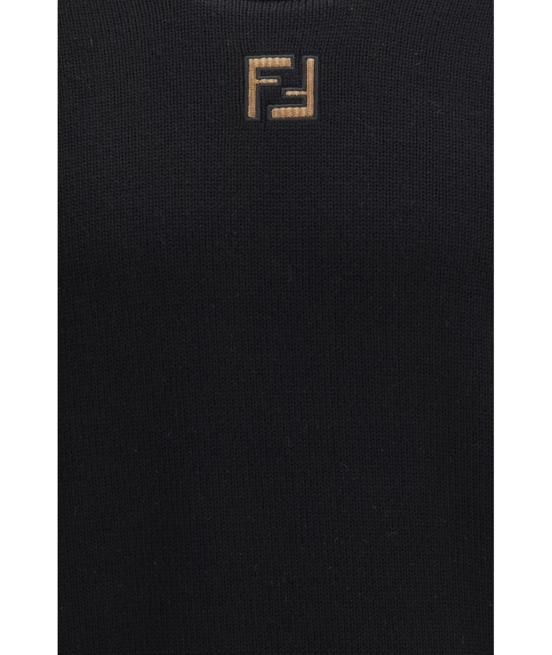 FENDI Черный шерстяной джемпер / свитер, фото 3