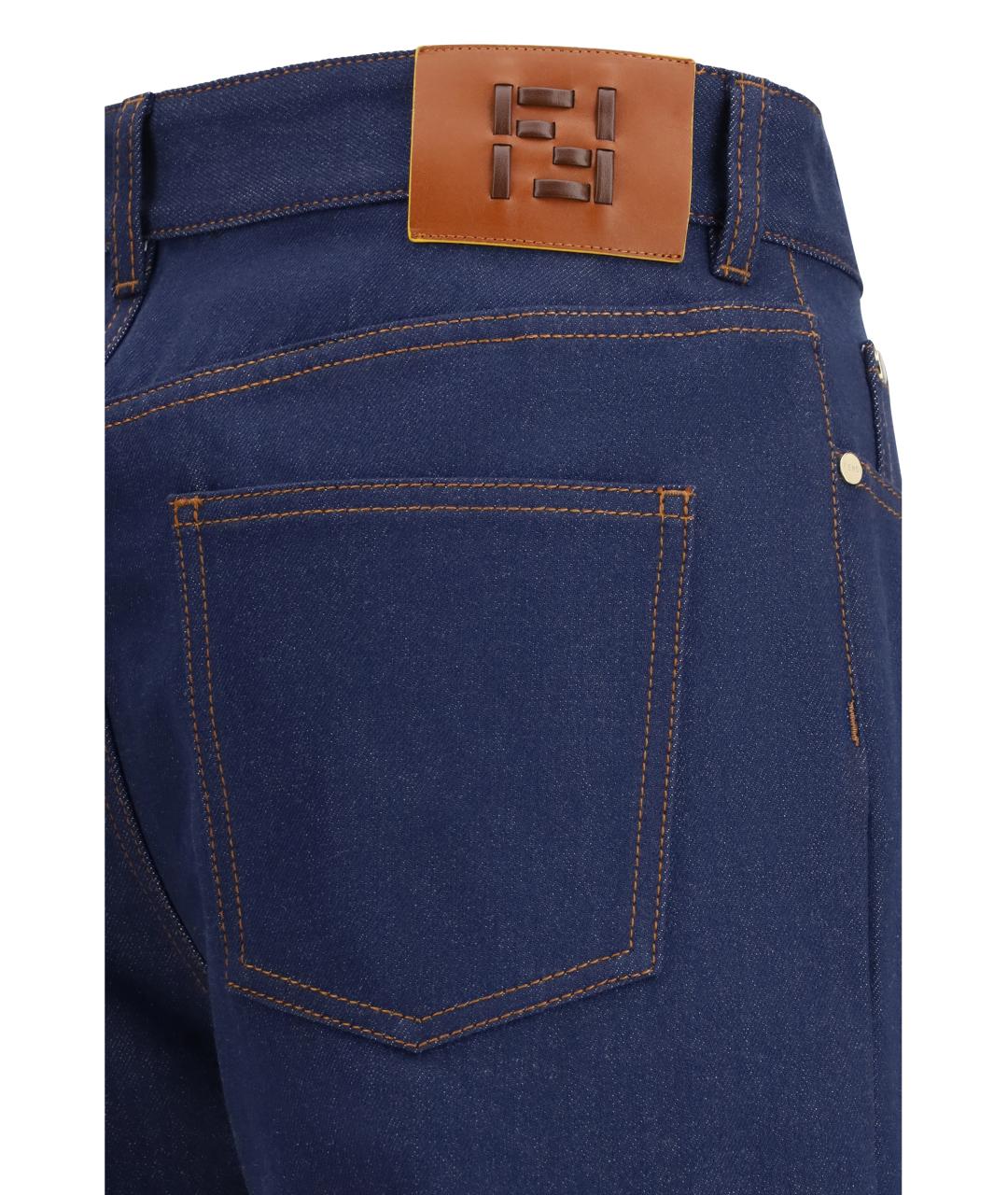 FENDI Темно-синие хлопковые прямые джинсы, фото 3