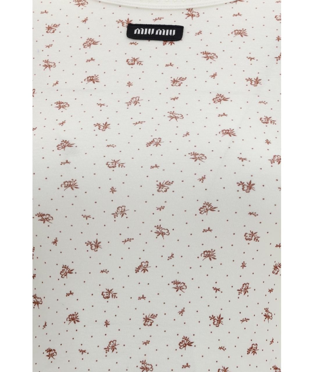 MIU MIU Белое хлопковое повседневное платье, фото 3