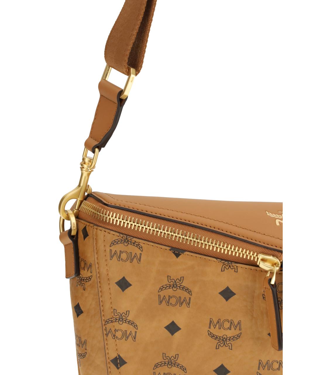 MCM Бежевая кожаная сумка на плечо, фото 4