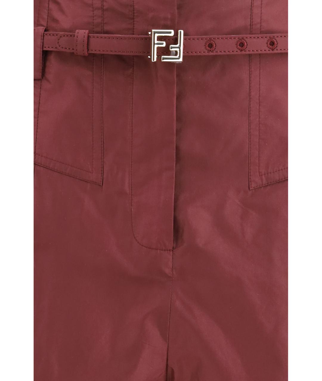 FENDI Бордовые шелковые брюки широкие, фото 3
