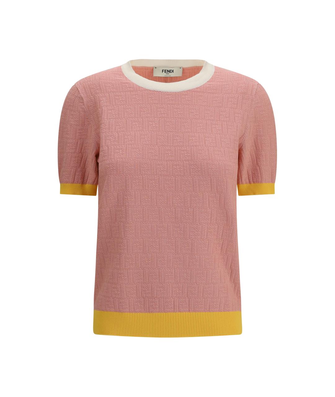 FENDI Розовая хлопковая футболка, фото 1