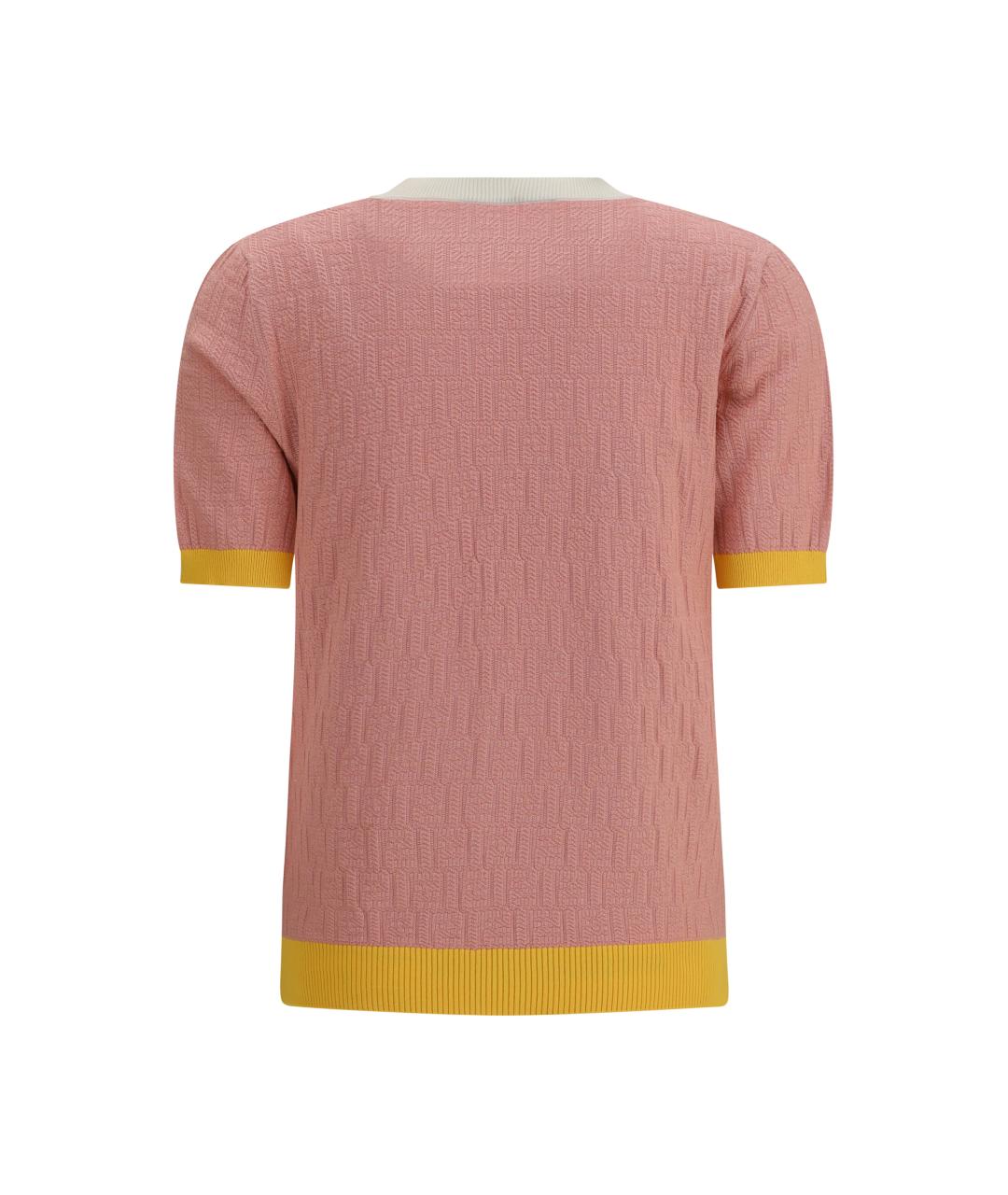 FENDI Розовая хлопковая футболка, фото 2