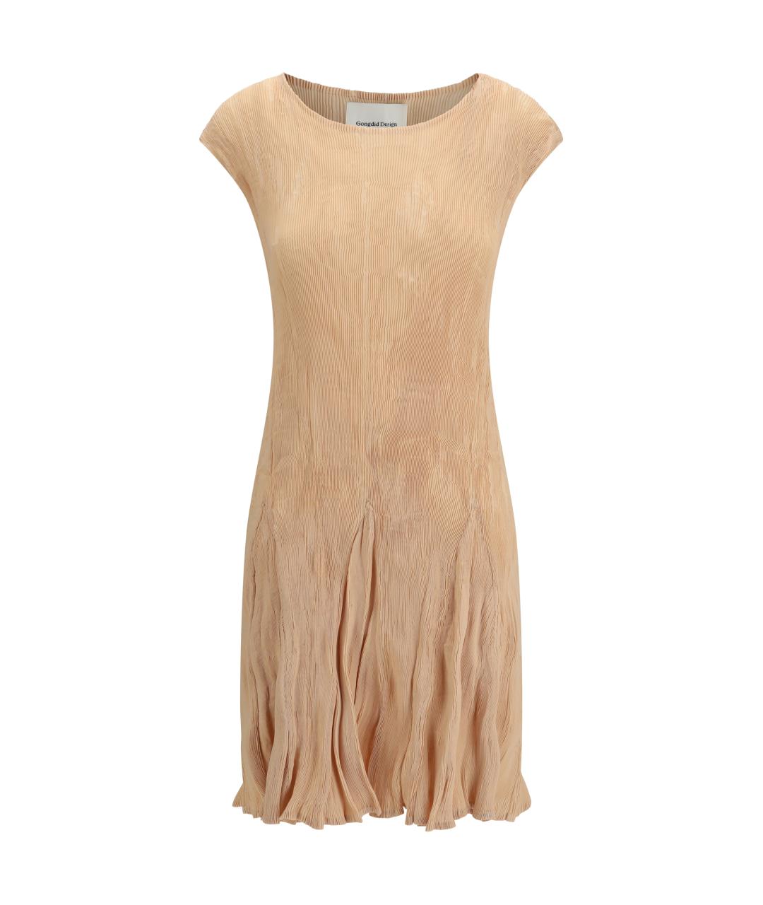 GONGDID DESIGN Бежевое полиэстеровое повседневное платье, фото 1