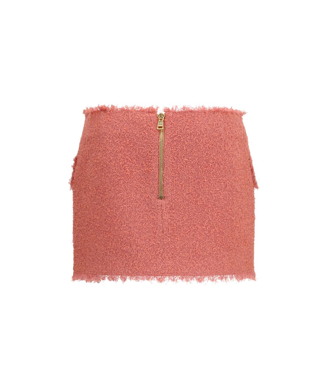 BALMAIN Коралловая шерстяная юбка мини, фото 2