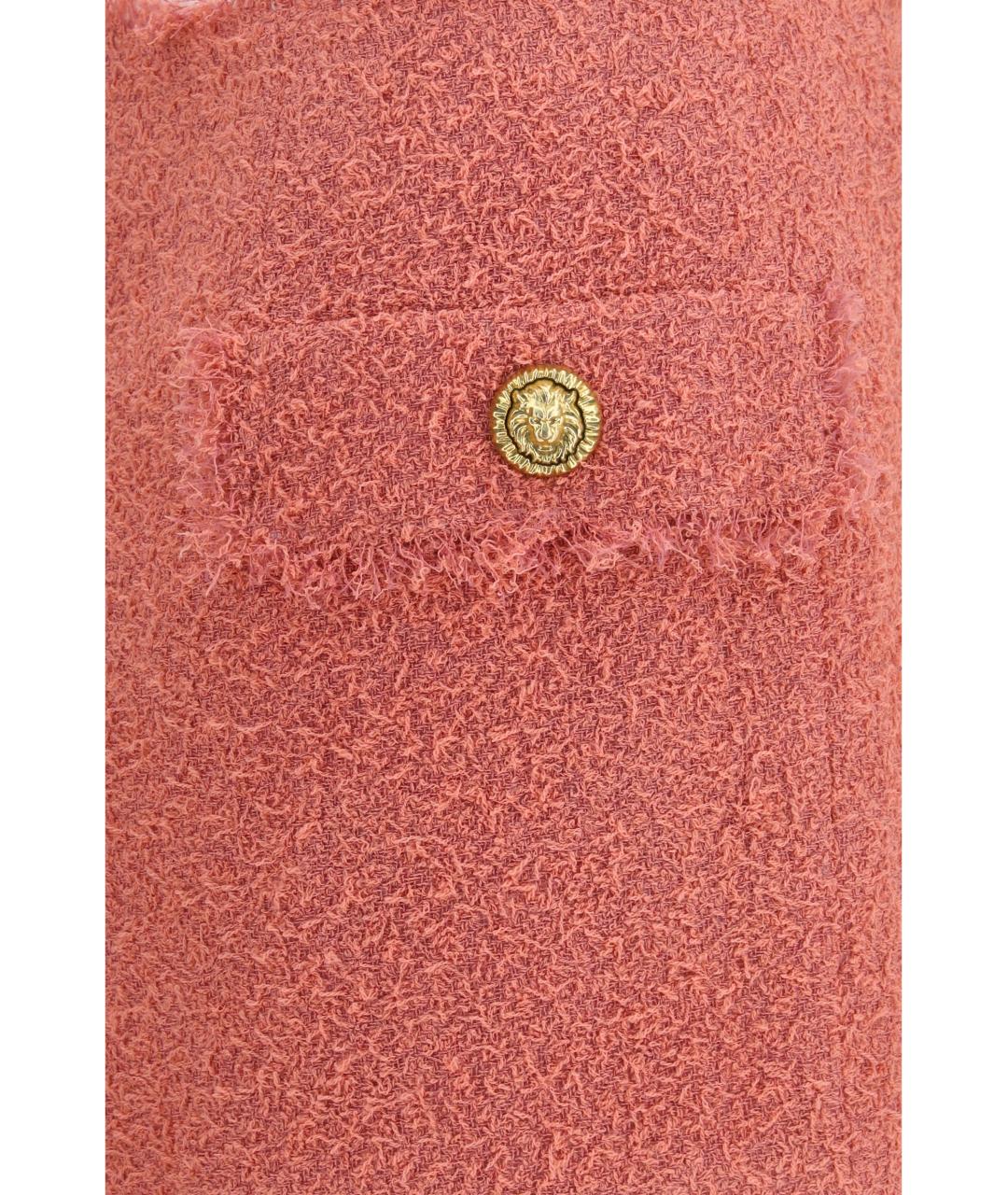 BALMAIN Коралловая шерстяная юбка мини, фото 3