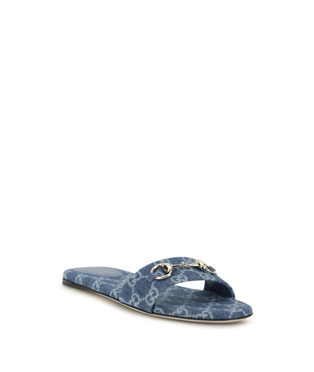 GUCCI Синие текстильные шлепанцы, фото 2