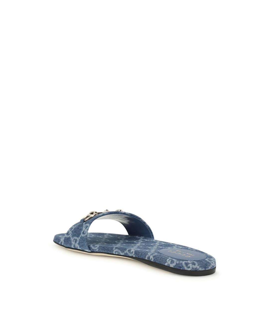 GUCCI Синие текстильные шлепанцы, фото 3