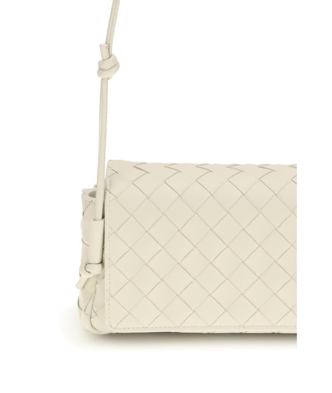 BOTTEGA VENETA Белая кожаная сумка через плечо, фото 4