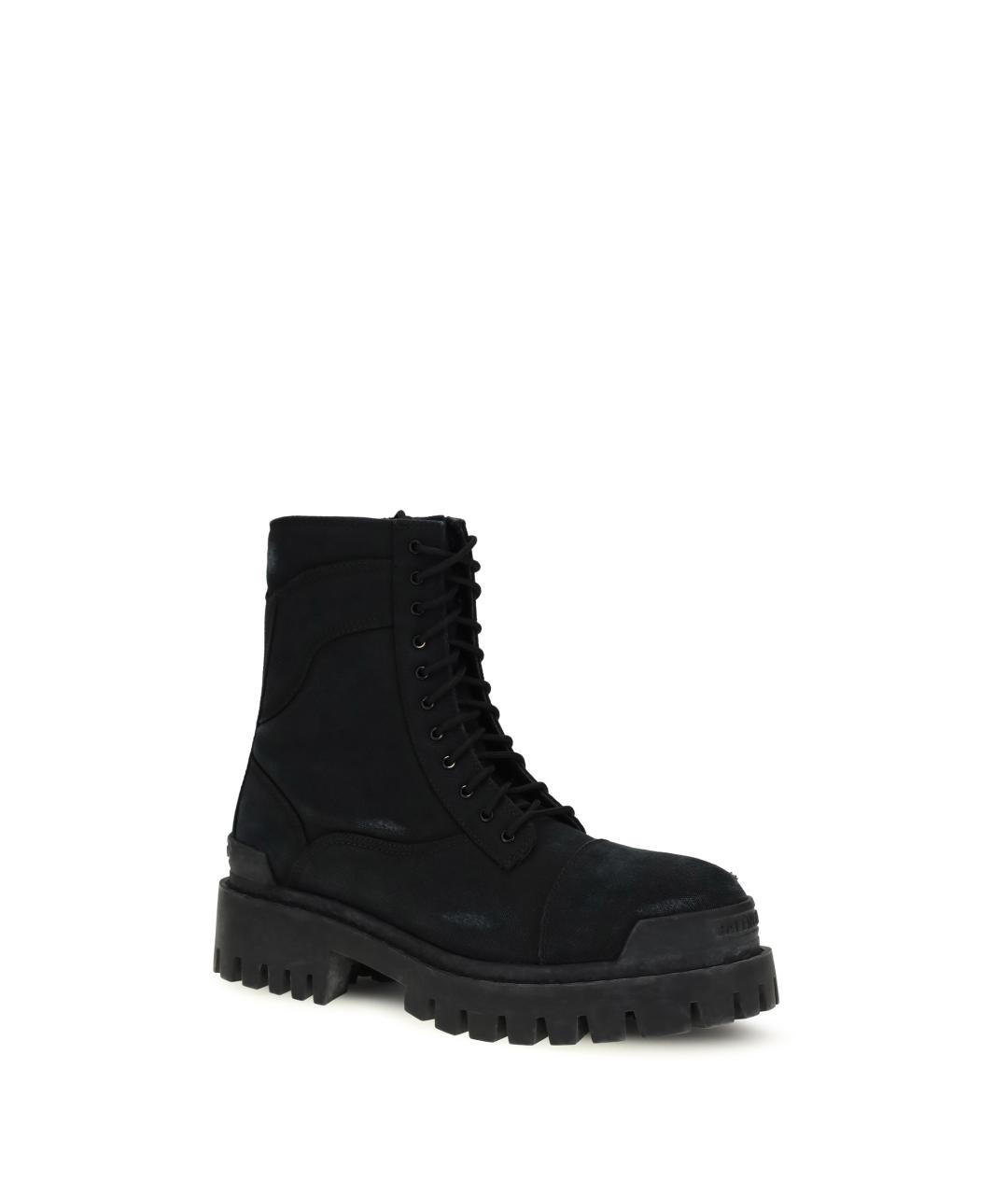 BALENCIAGA Черные текстильные высокие кроссовки / кеды, фото 2