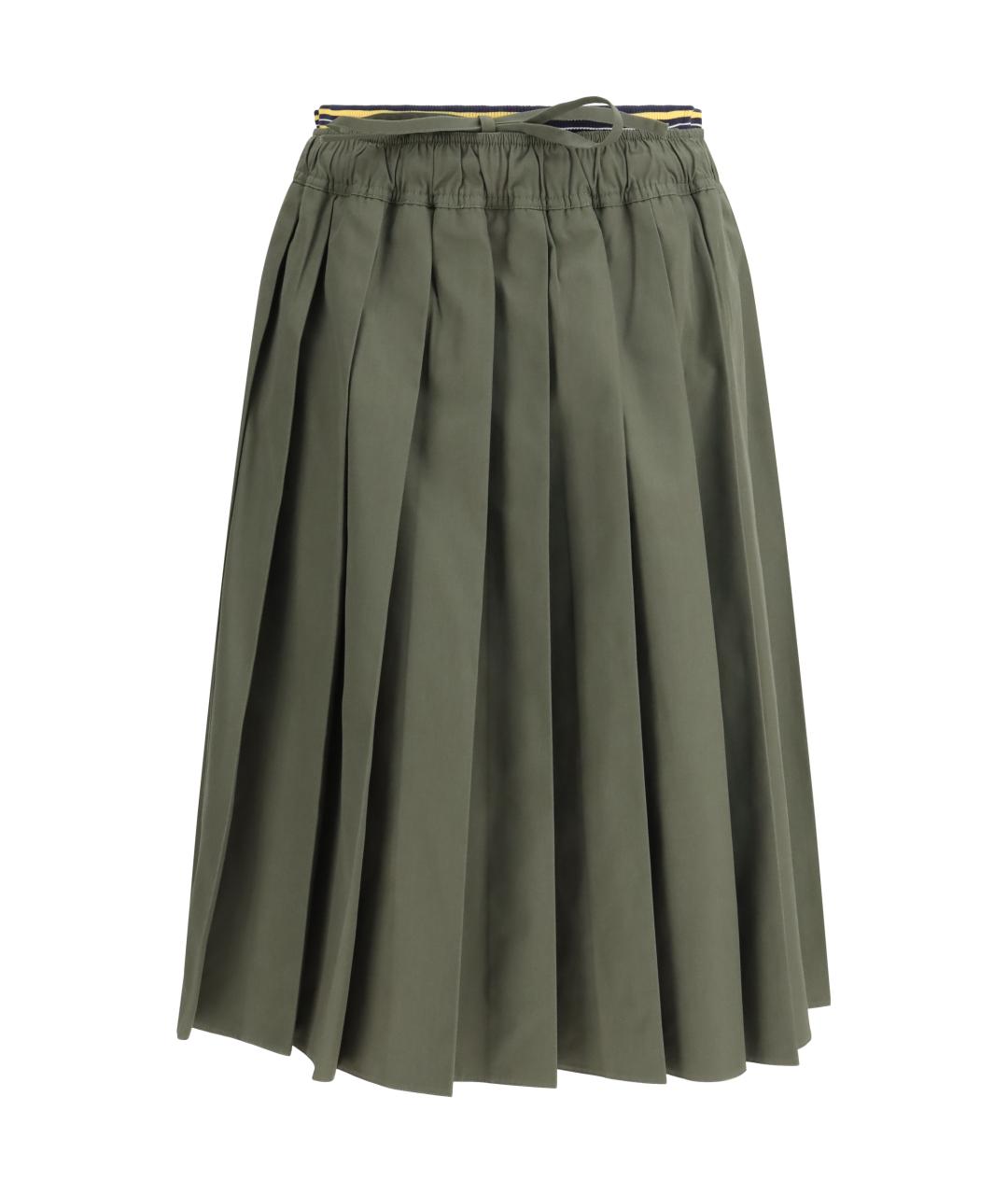 PRADA Зеленая полиэстеровая юбка миди, фото 1