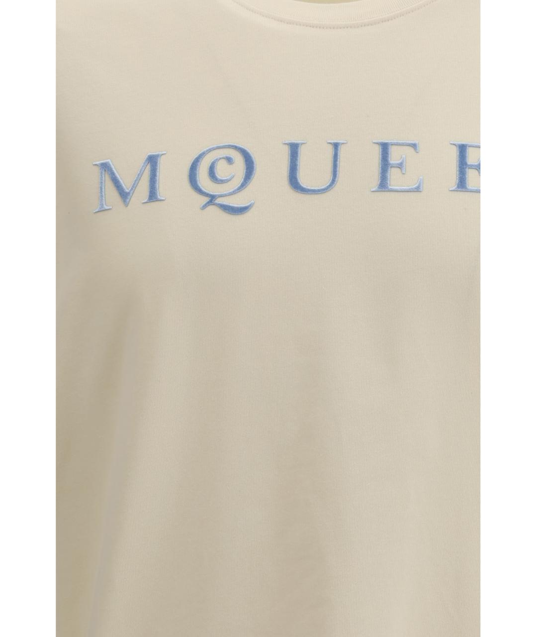 ALEXANDER MCQUEEN Бежевая хлопковая футболка, фото 3