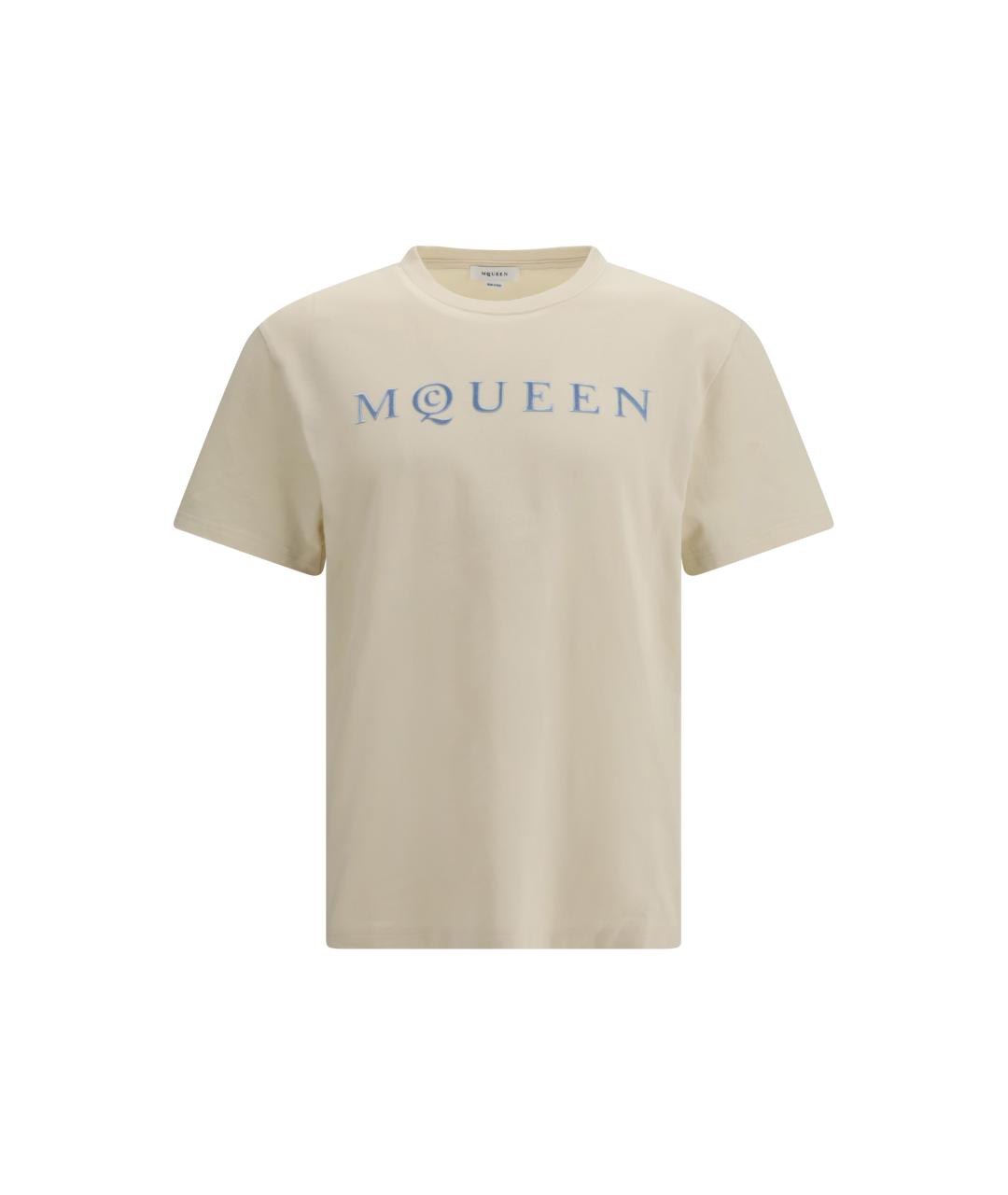 ALEXANDER MCQUEEN Бежевая хлопковая футболка, фото 4