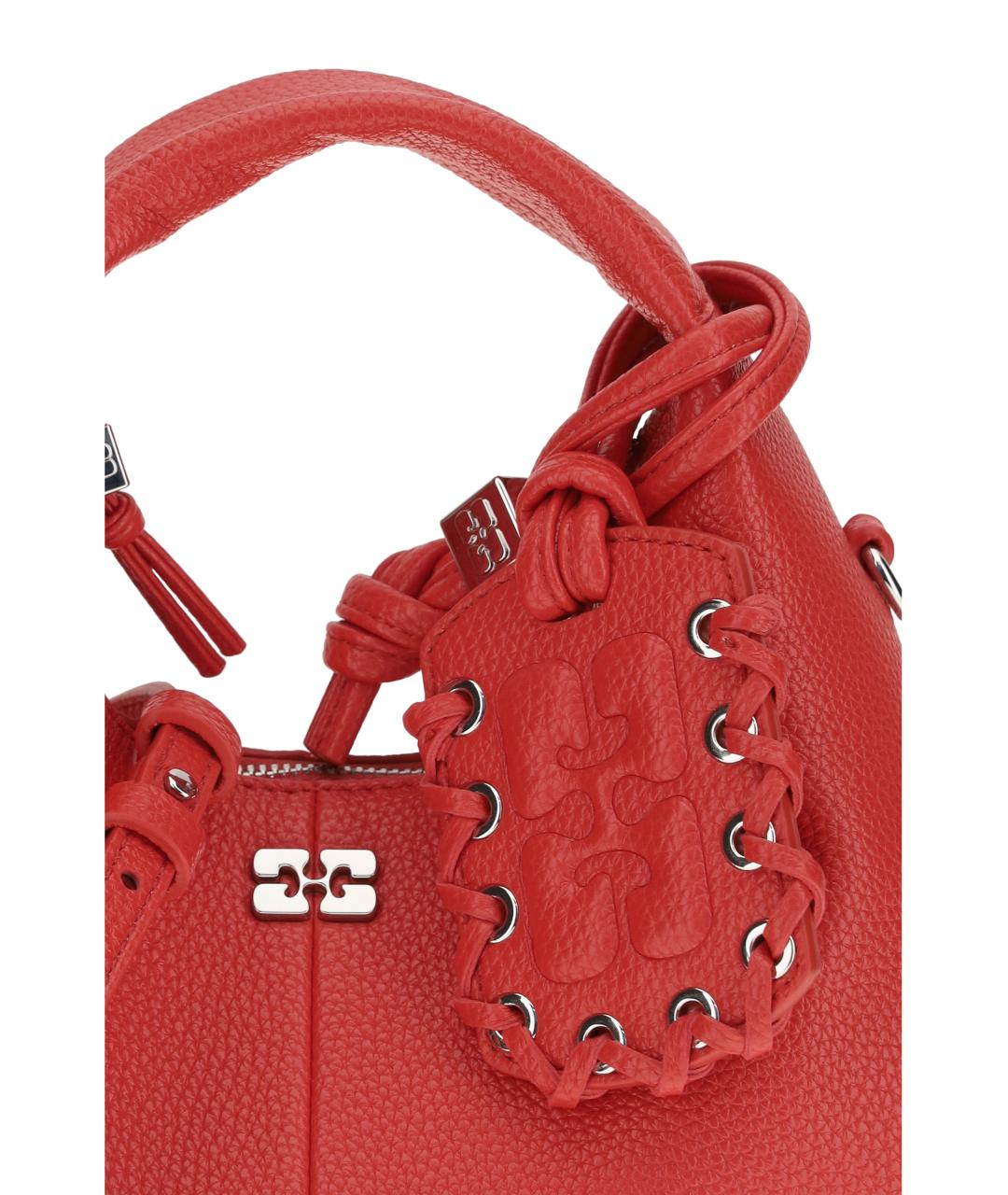 GANNI Красная сумка с короткими ручками из искусственной кожи, фото 4