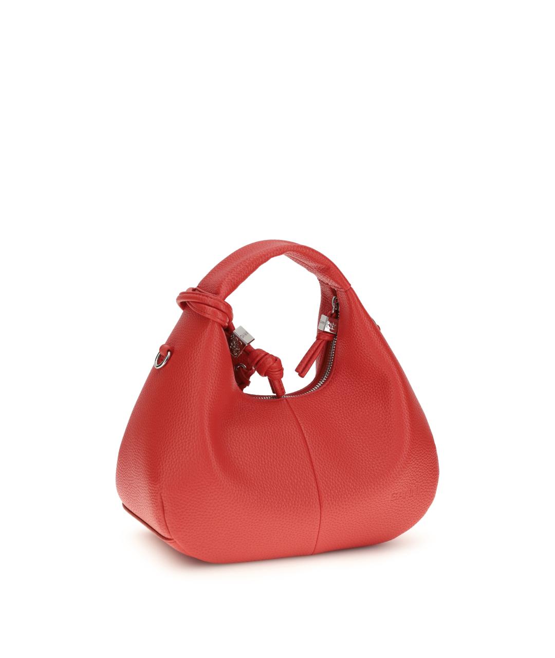 GANNI Красная сумка с короткими ручками из искусственной кожи, фото 3