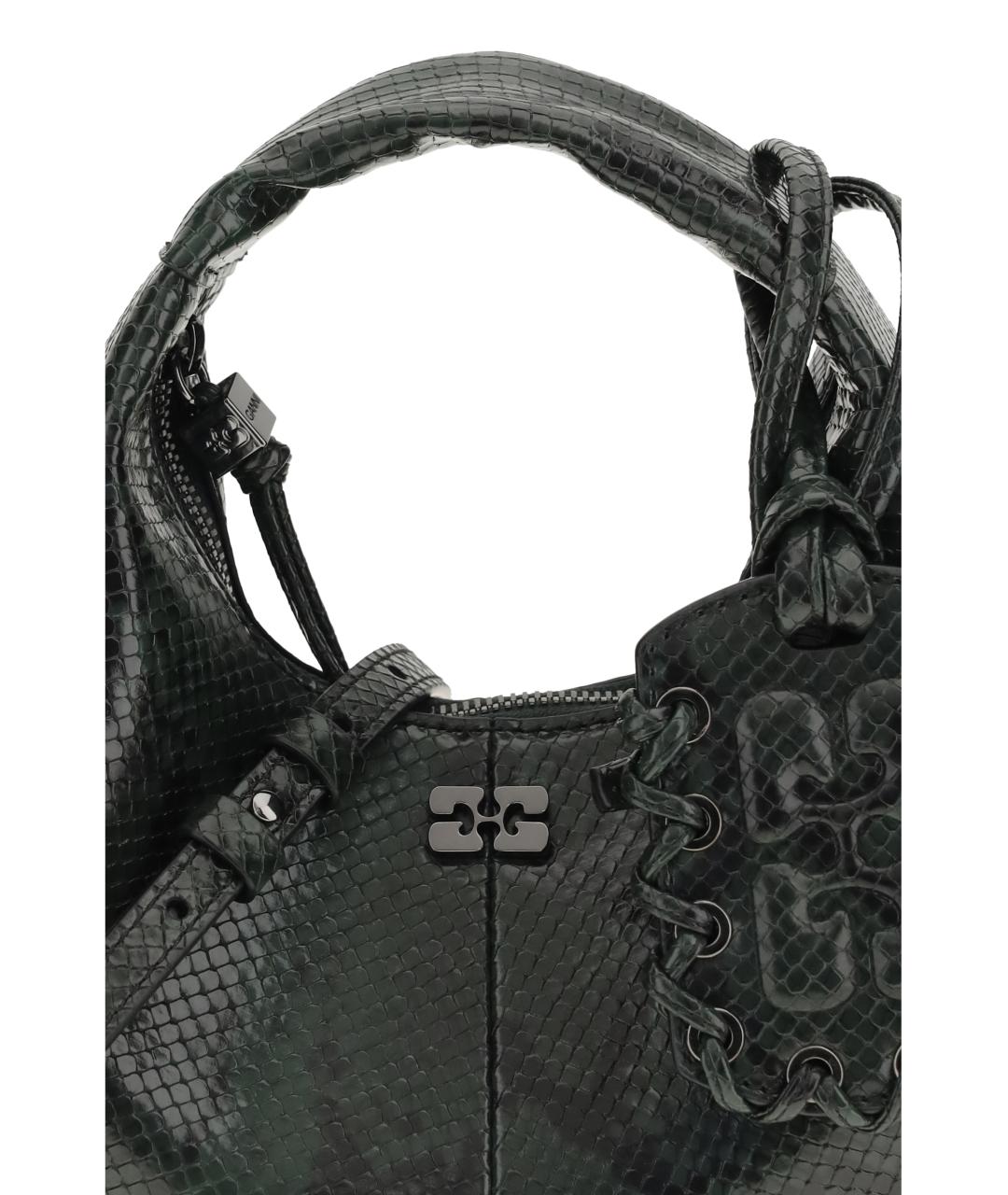 GANNI Зеленая сумка с короткими ручками из искусственной кожи, фото 4