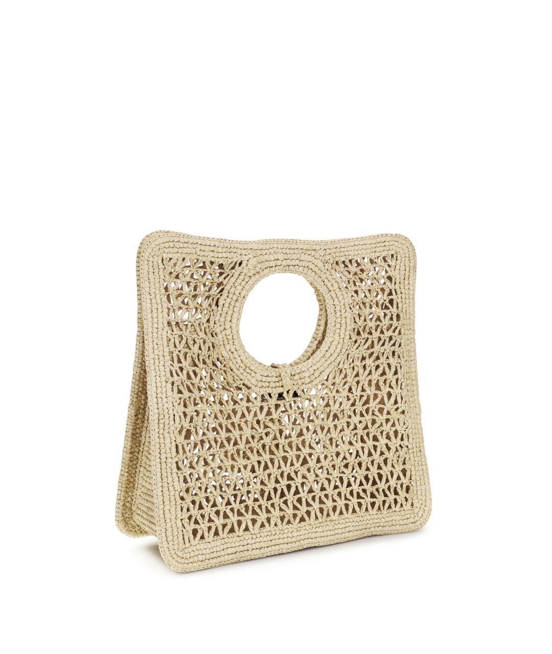 JACQUEMUS Бежевая пелетеная сумка с короткими ручками, фото 3