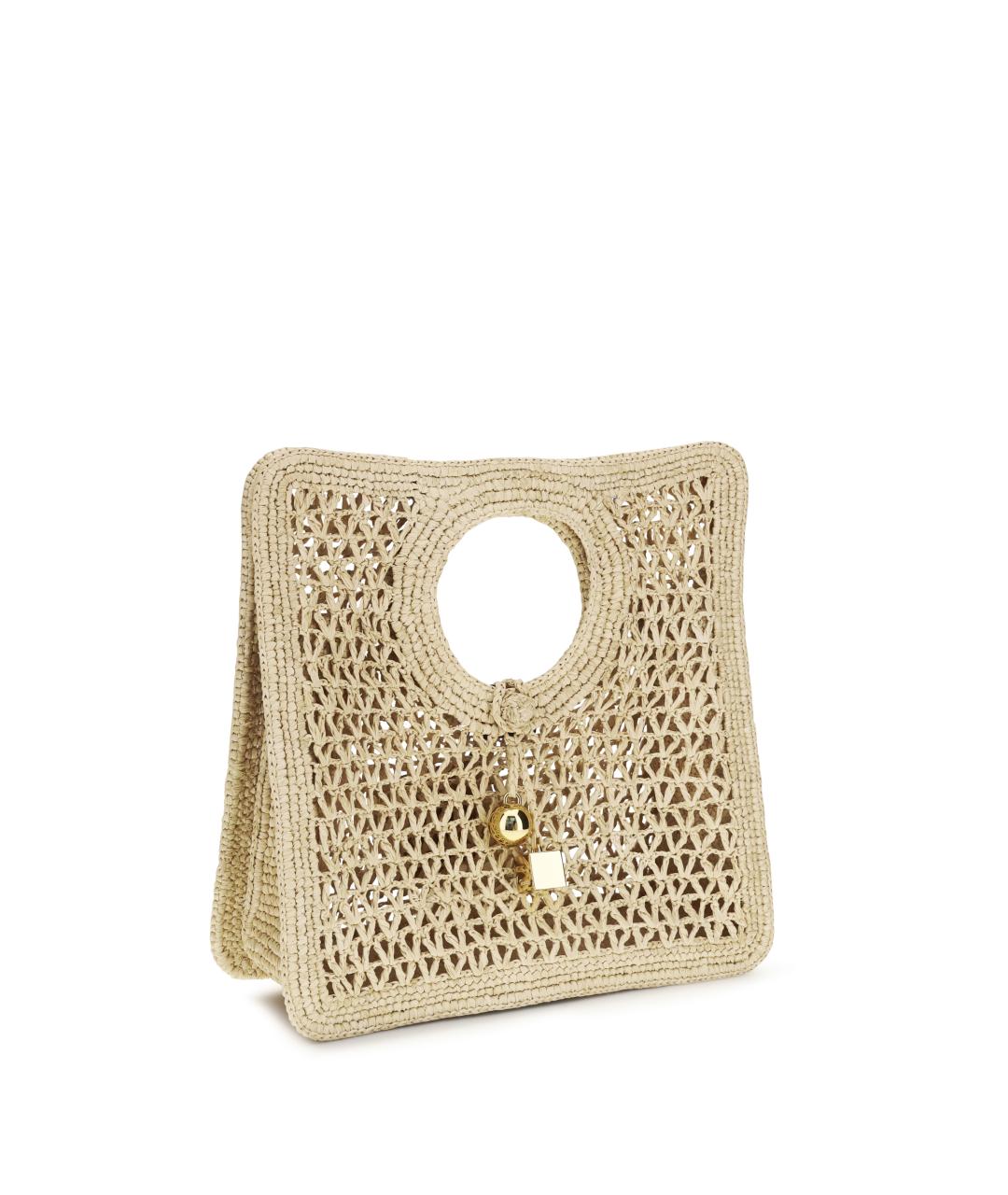 JACQUEMUS Бежевая пелетеная сумка с короткими ручками, фото 2
