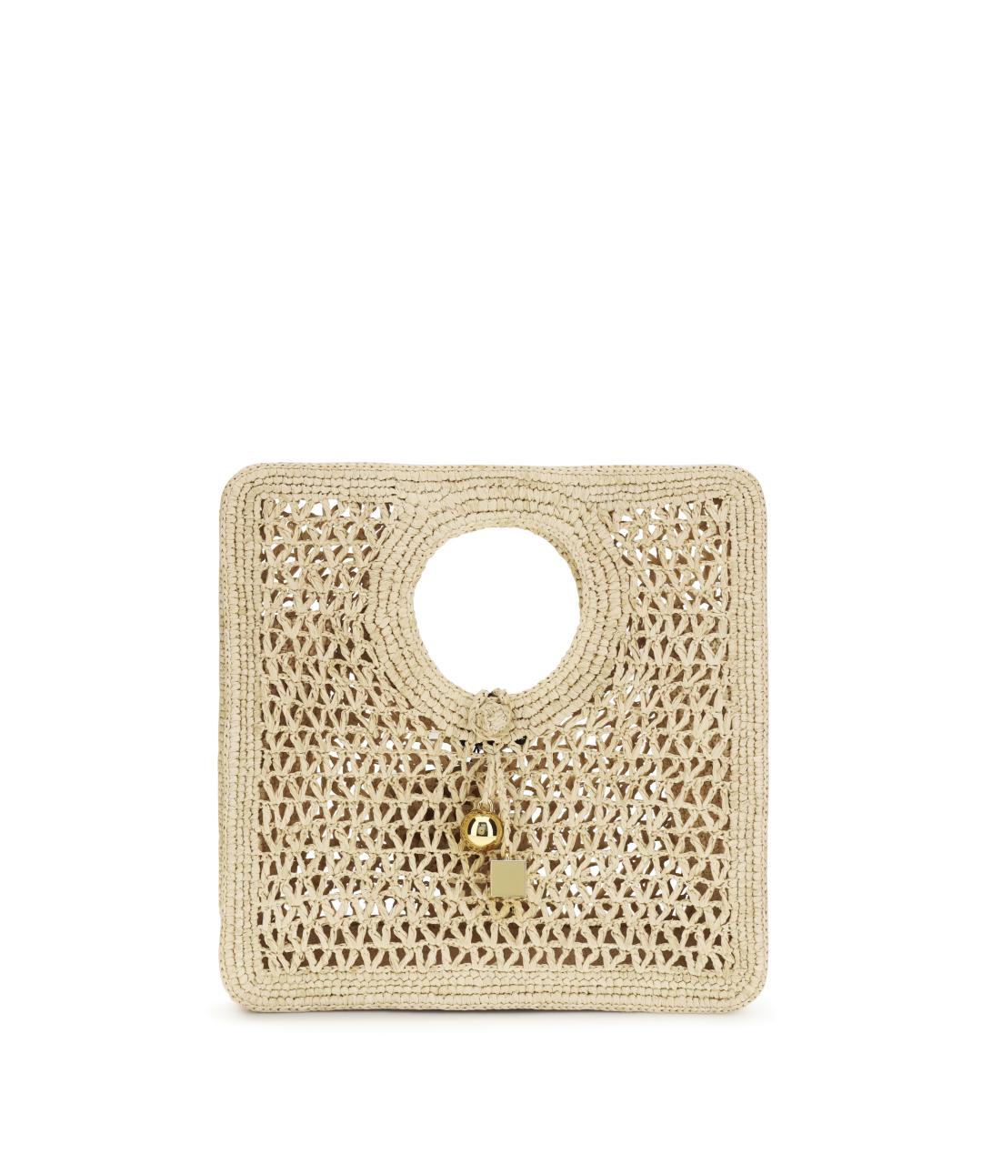 JACQUEMUS Бежевая пелетеная сумка с короткими ручками, фото 1