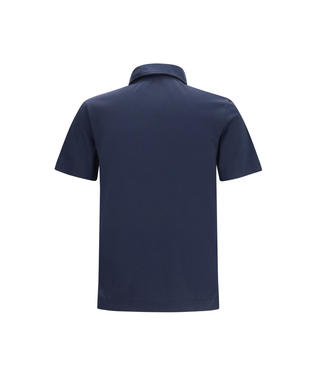 BURBERRY Темно-синее хлопковое поло с коротким рукавом, фото 2