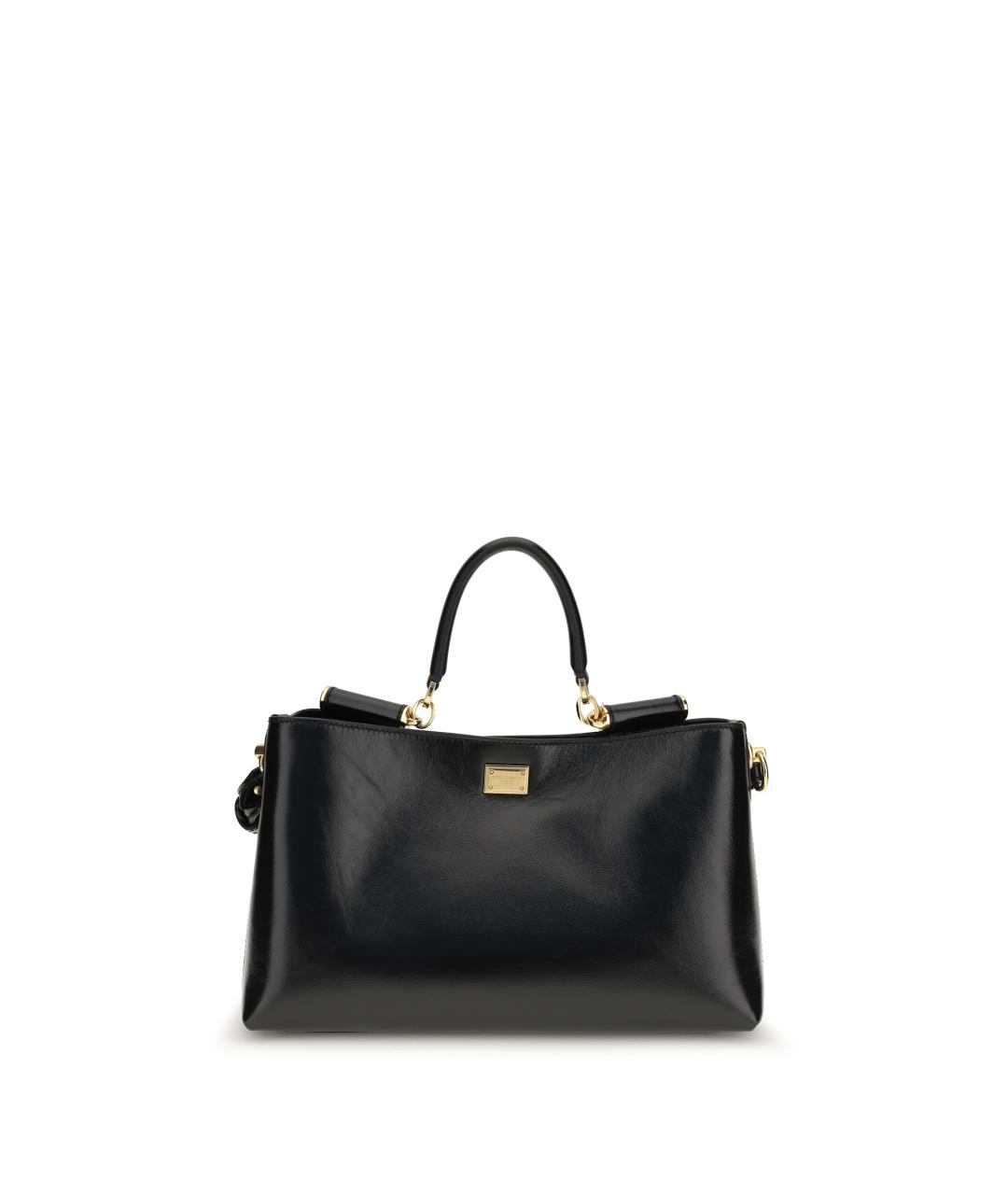 DOLCE&GABBANA Черная кожаная сумка тоут, фото 1
