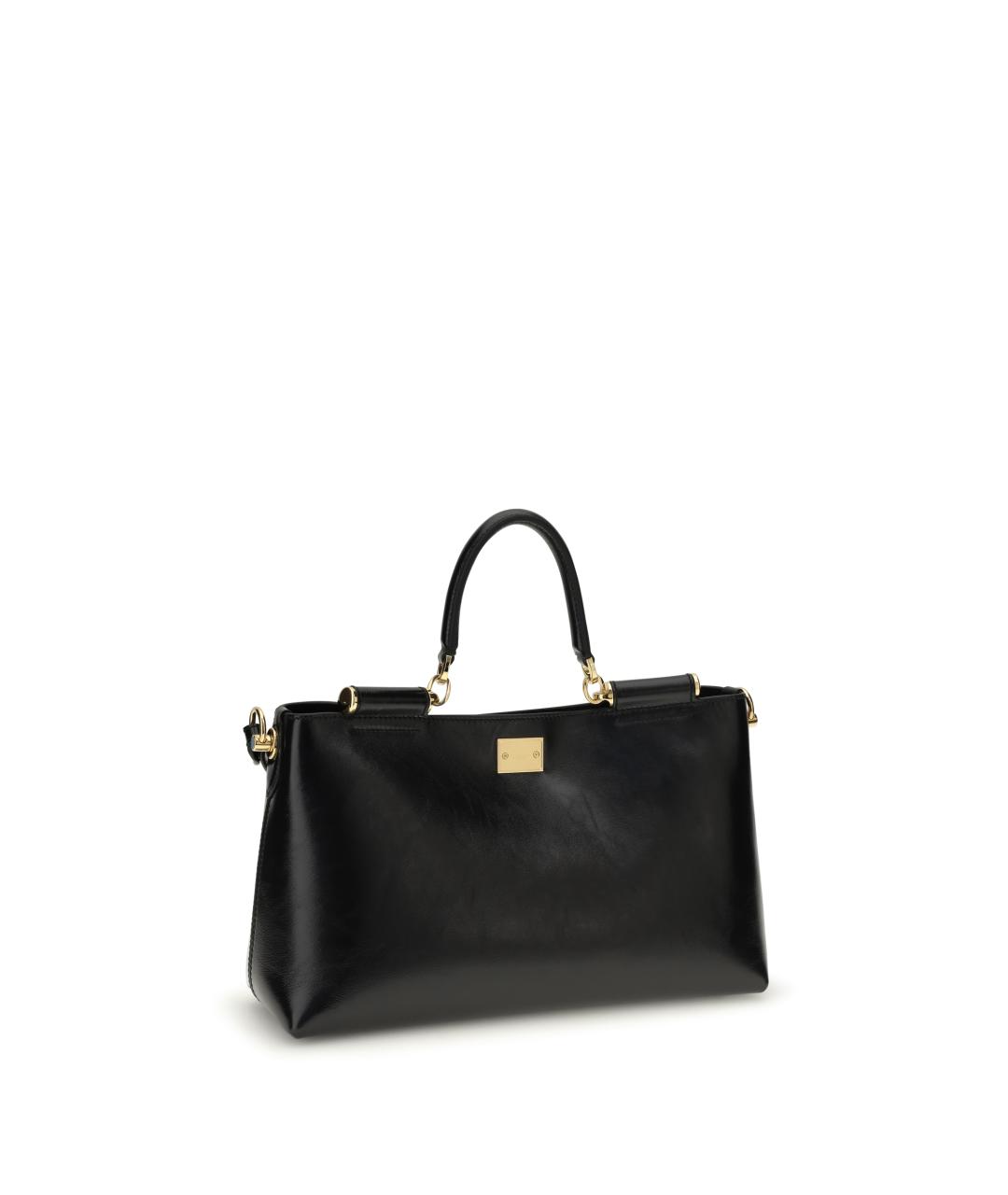DOLCE&GABBANA Черная кожаная сумка тоут, фото 3