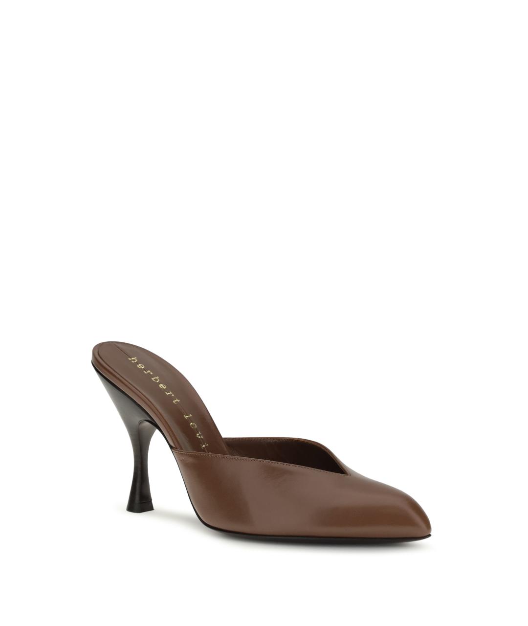 HERBERT LEVINE Коричневые кожаные мюли, фото 2