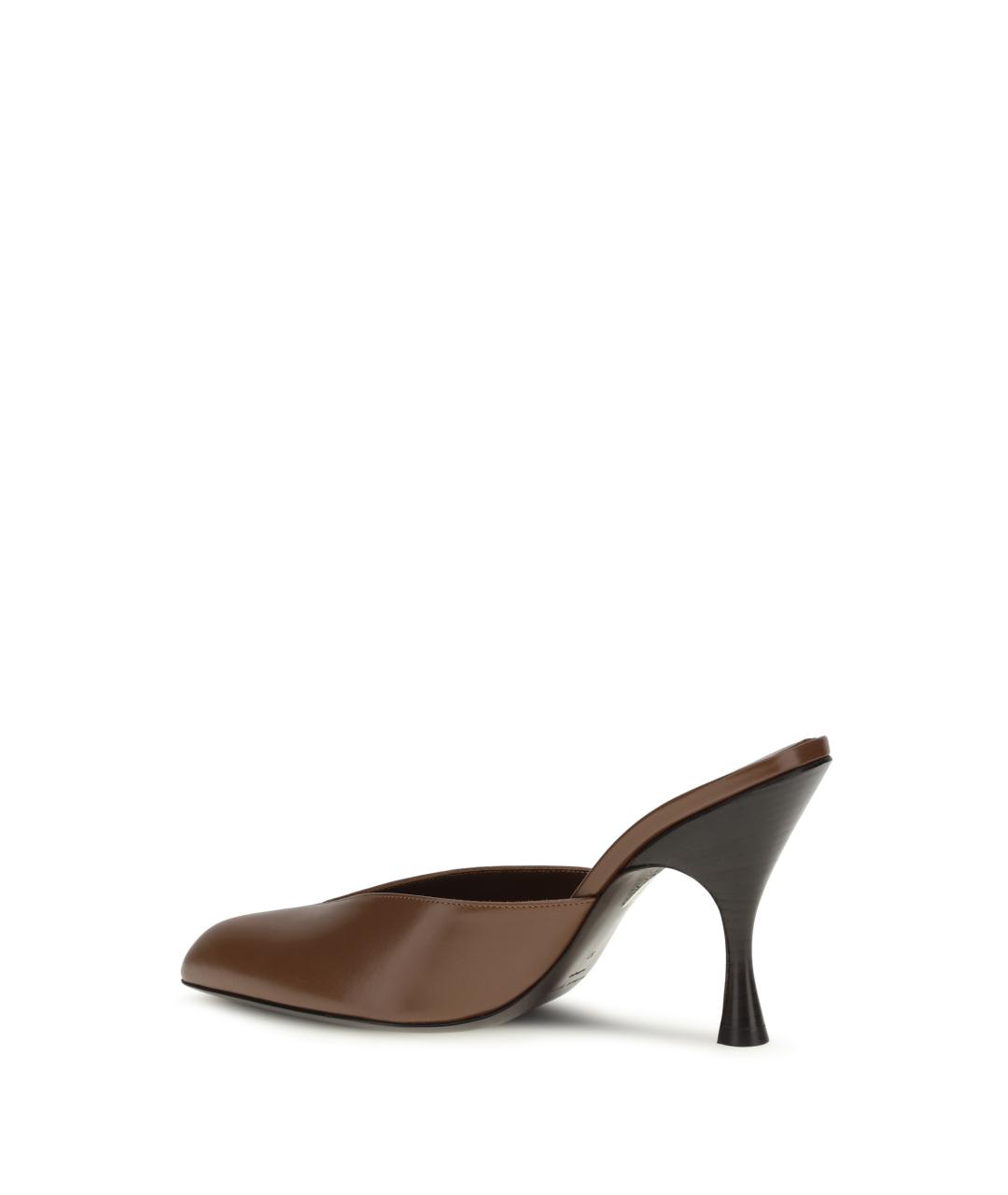 HERBERT LEVINE Коричневые кожаные мюли, фото 3