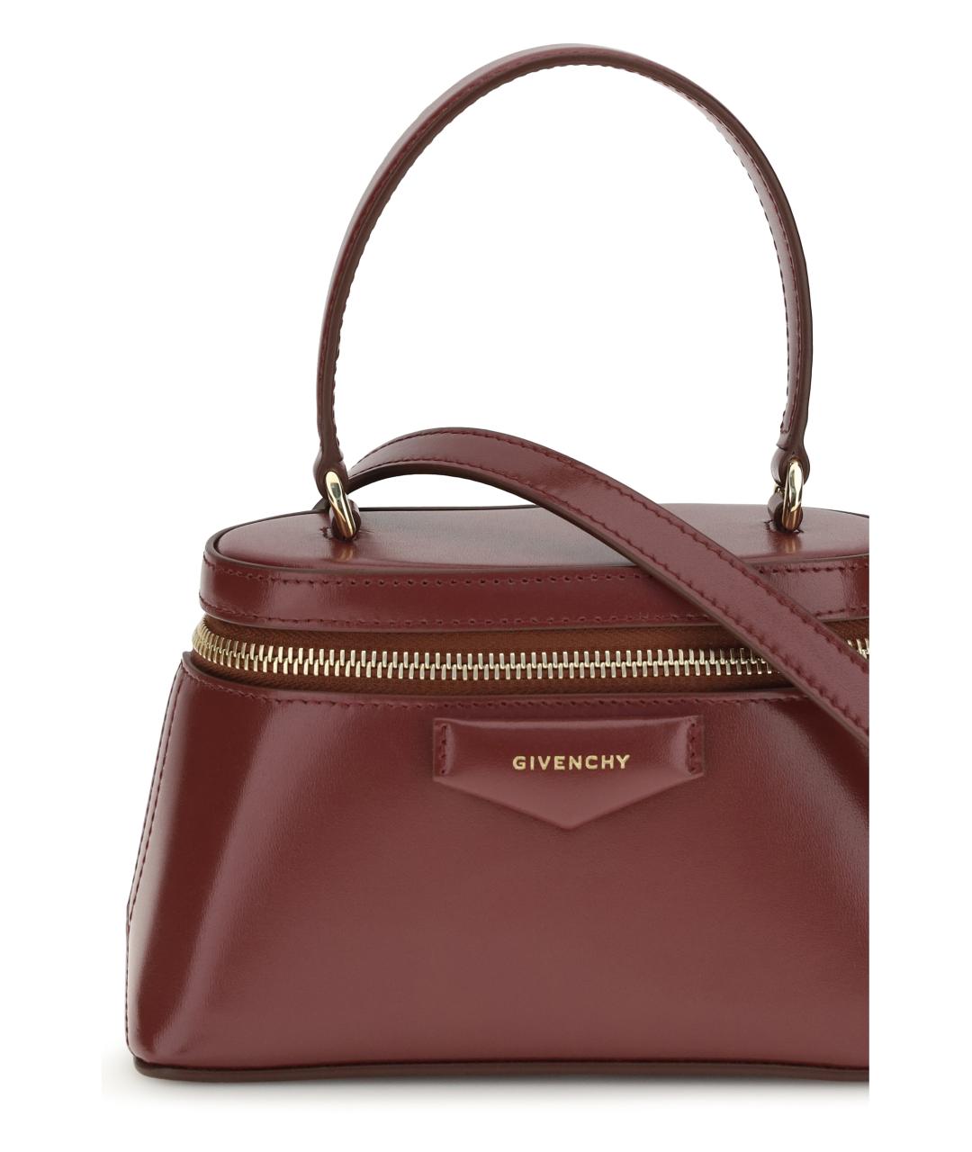GIVENCHY Бордовая кожаная сумка с короткими ручками, фото 4