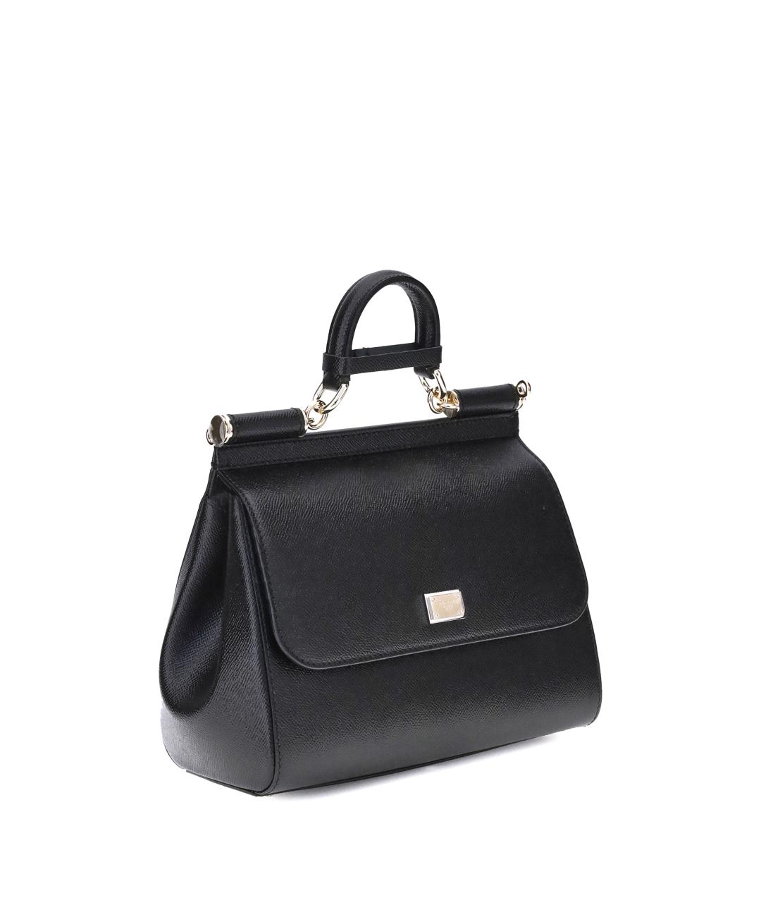 DOLCE&GABBANA Черная кожаная сумка тоут, фото 2