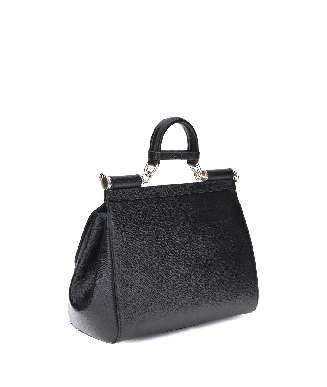 DOLCE&GABBANA Черная кожаная сумка тоут, фото 3